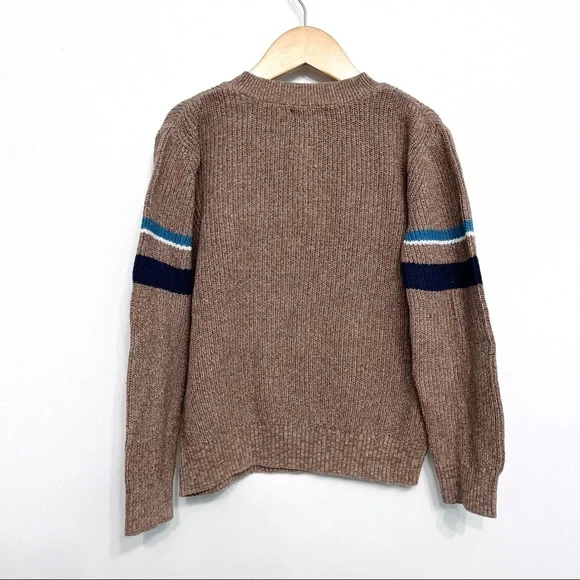 cat & jack | tan ribbed henley sweater stripe buttons 5t - Picture 4 of 7